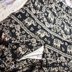 Black and Cream Elephant Print Skirt